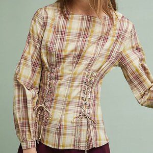 Anthropologie Guest Editor Gingham Corseted Top
